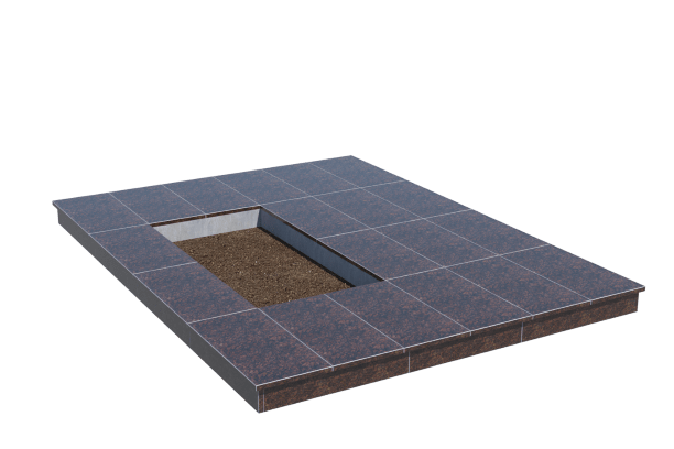 Площадки на могилу в Стерлитамаке | Площадка с вертикальной (10 см) облицовкой Дымовским гранитом (под цветник)