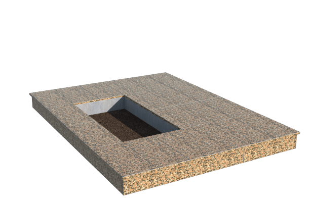 Площадки на могилу в Стерлитамаке | Площадка с вертикальной (15 см) облицовкой Южно-султаевским гранитом (под цветник)