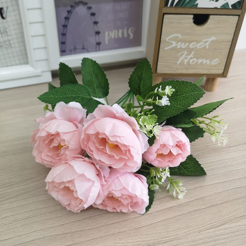 Искусственные цветы в Стерлитамаке | Цветы искусственные «Минипиончики с гипсофилой», нежно-розовые, букет