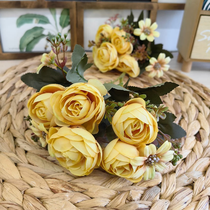 Искусственные цветы в Стерлитамаке | Цветы искусственные «Камелии с мелкоцветом», желтые, букет