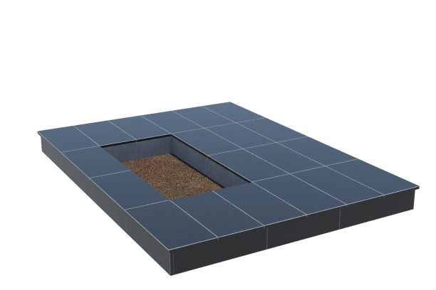 Площадки на могилу в Стерлитамаке | Площадка с вертикальной (15 см) облицовкой гранитом Габбро (под цветник)
