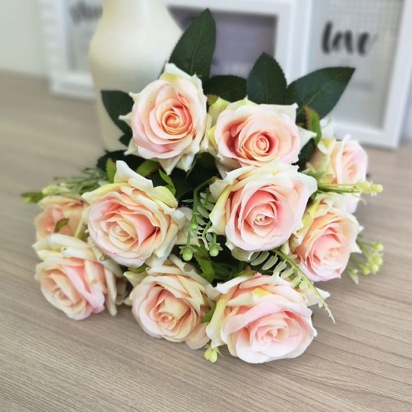 Искусственные цветы в Стерлитамаке | Цветы искусственные «Розы острые», розовато-молочные, букет