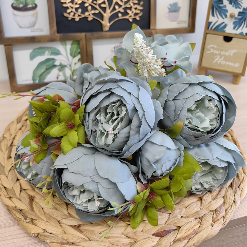 Искусственные цветы в Стерлитамаке | Цветы искусственные «Пионы», серо-голубые, букет