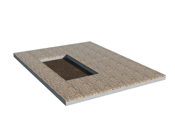 Площадки на могилу в Стерлитамаке | Площадка с облицовкой Южно-Султаевским гранитом (под цветник)