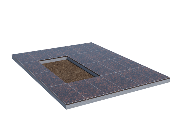 Площадки на могилу в Стерлитамаке | Площадка с облицовкой Дымовским гранитом (под цветник)